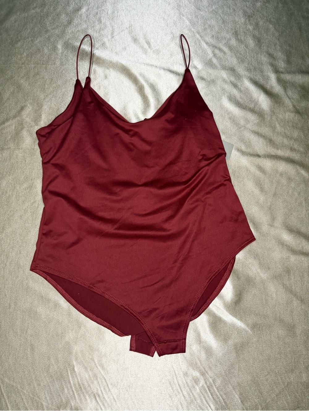 Gaze DTLA Burgundy Spaghetti Strap Bodysuit Size L New With Tags